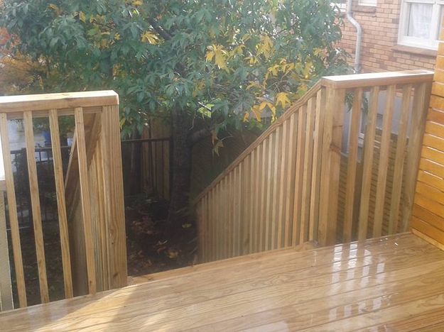 Pine deck build with steps, handrail and trellis, Mission bay