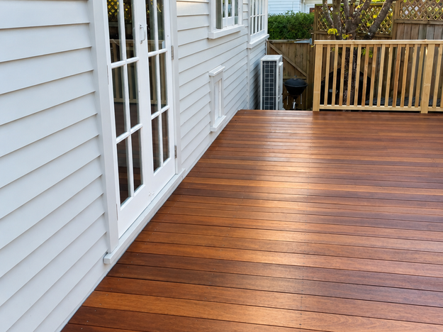 140 x 19 mm Kwila and pine handrail deck build, Onehunga
