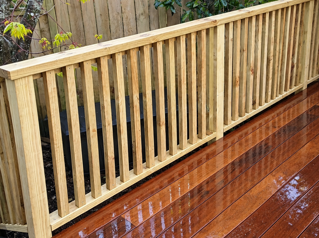 140 x 19 mm Kwila and pine handrail deck build, Onehunga