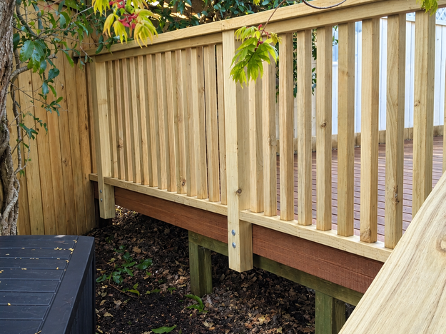 140 x 19 mm Kwila and pine handrail deck build, Onehunga